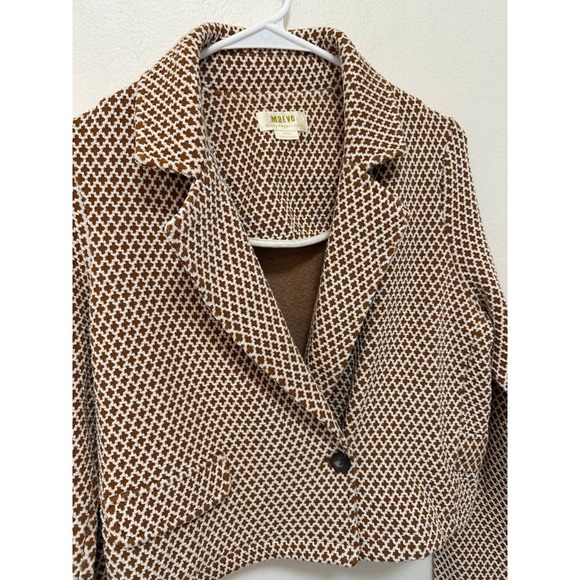 Maeve Anthropologie Cropped Knit Blazer Brown‎ White XS Small - Picture 10 of 16